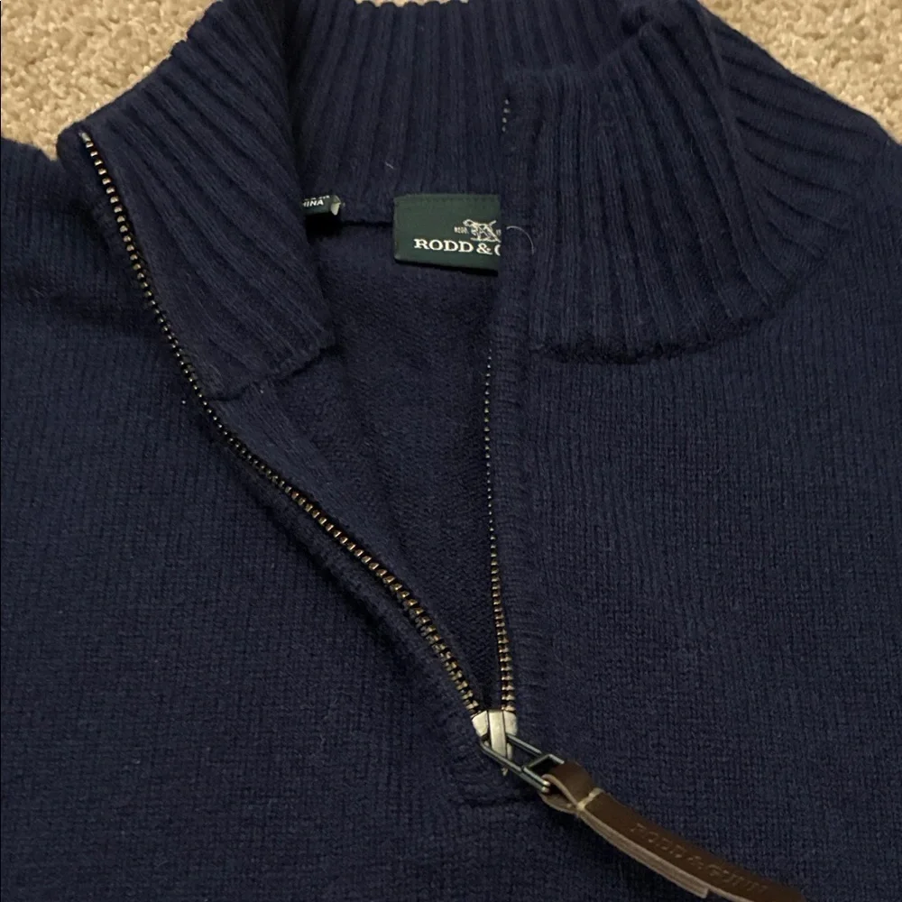 Rodd & Gunn Men's Navy Zip-Up Sweater Lambs Wool size 2XL